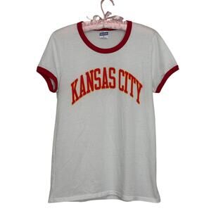 Charlie Hustle Kansas City Chiefs Ringer Tee Vintage Style Womens L Tshirt